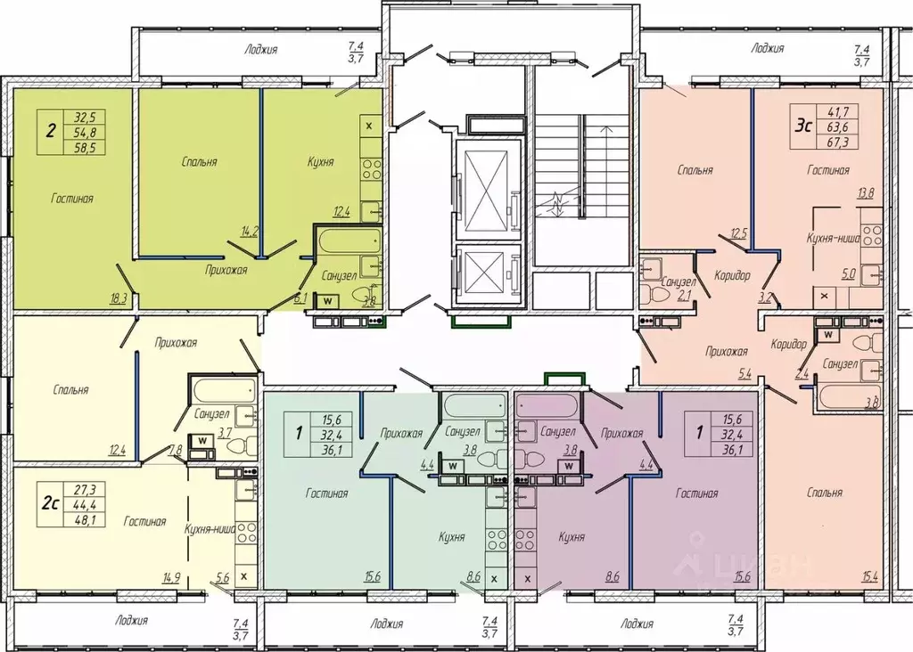 2-к кв. Кемеровская область, Кемерово просп. Притомский, 30А (58.5 м) - Фото 2