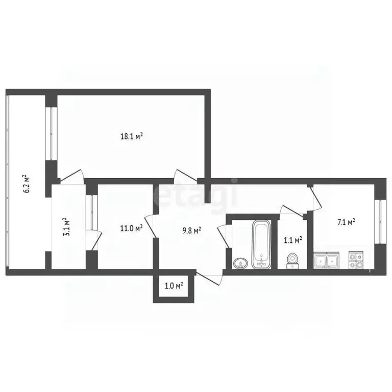 2-к кв. Севастополь ул. Адмирала Юмашева, 3 (56.0 м) - Фото 1