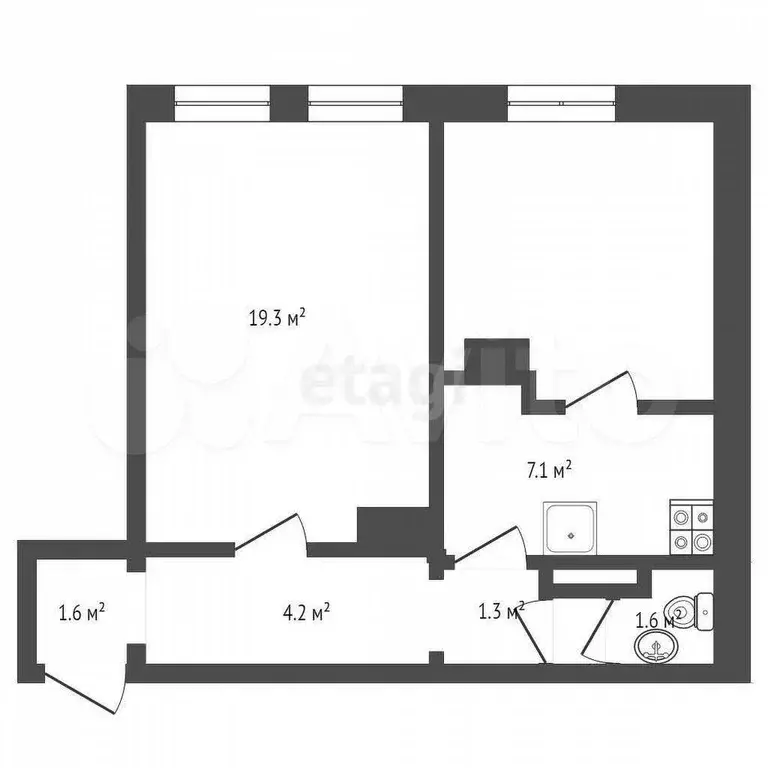 2-к. квартира, 48,5 м, 2/2 эт. - Фото 0