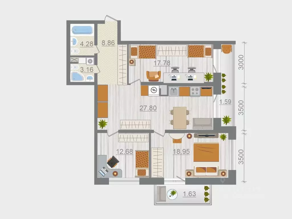 3-к кв. Ленинградская область, Ломоносовский район, Горбунковское ... - Фото 1