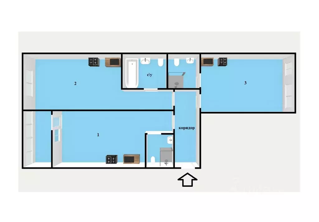 2-к кв. Свердловская область, Екатеринбург ул. Татищева, 47А (68.6 м) - Фото 2