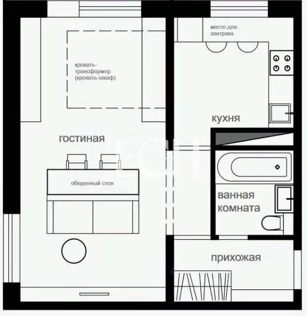 1-к кв. Тульская область, Тула Ложевая ул., 130 (33.0 м) - Фото 2