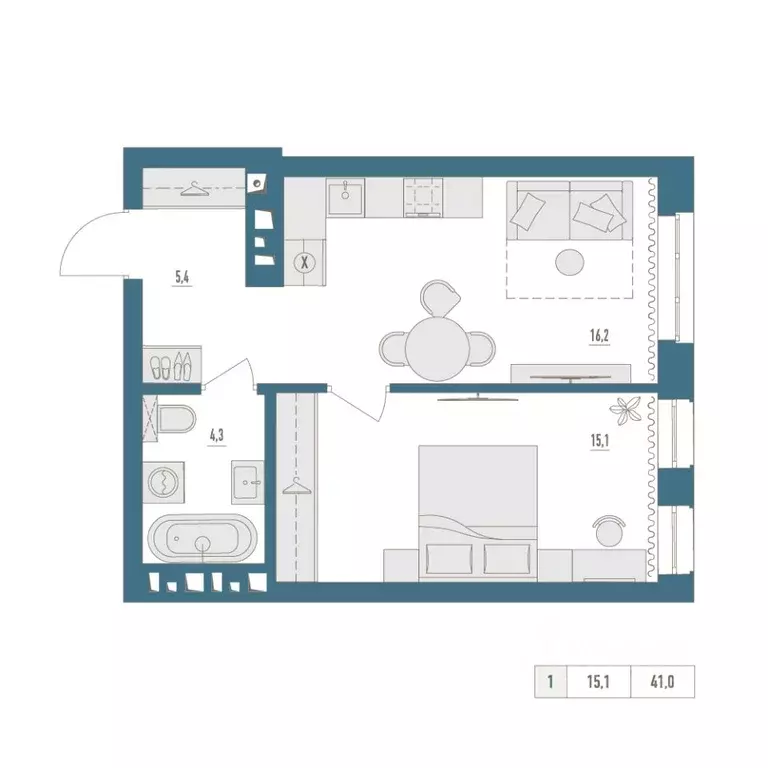 1-к кв. Башкортостан, Уфа Родина Парк жилой комплекс (41.0 м) - Фото 1