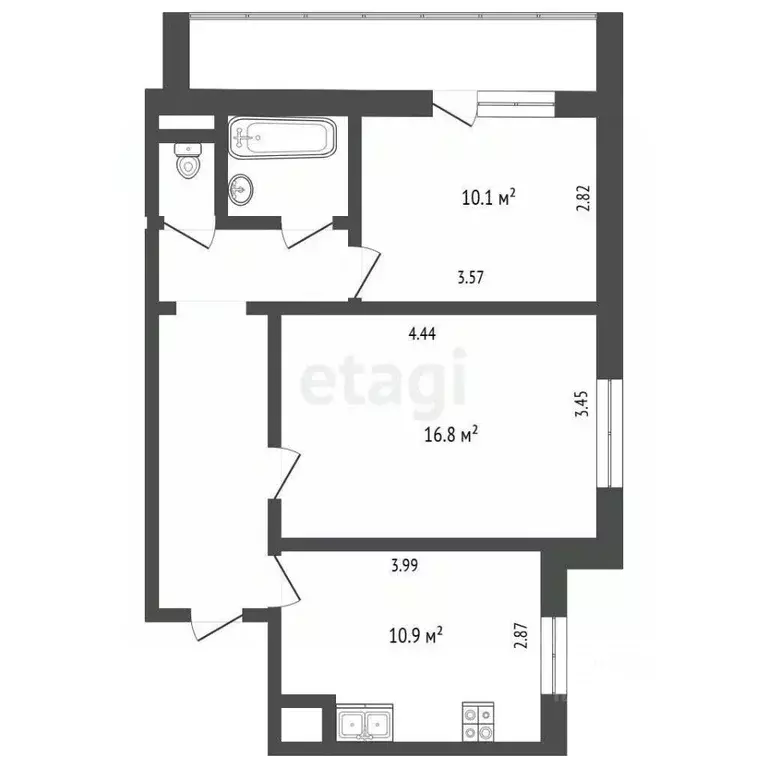 2-к кв. Омская область, Омск ул. Звездова, 101 (51.1 м) - Фото 2