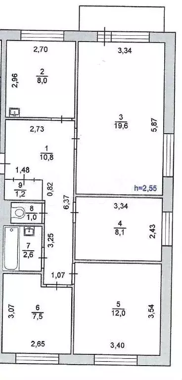 4-к. квартира, 70,8 м, 5/5 эт. - Фото 0