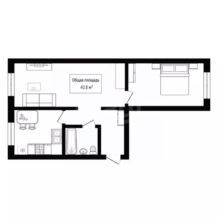 2-к кв. Алтай, Майминский район, с. Майма Заводская ул. (42.8 м) - Фото 2