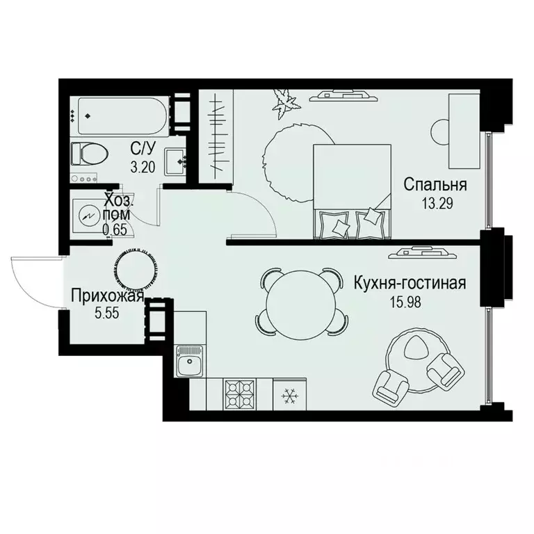 1-к кв. Санкт-Петербург ул. Профессора Попова, 38 (38.67 м) - Фото 0