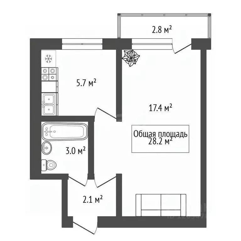 1-к кв. Новосибирская область, Новосибирск ул. Гоголя, 27 (28.2 м) - Фото 2