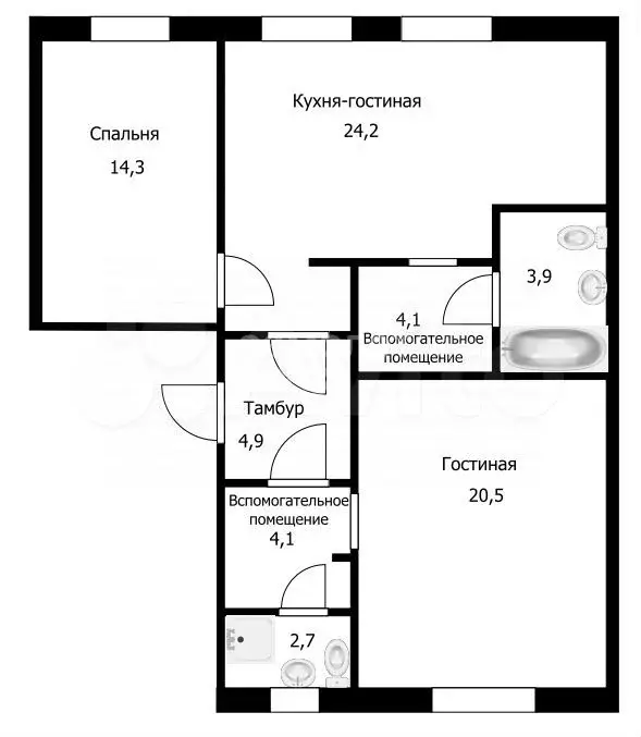 3-к. квартира, 78,7 м, 1/5 эт. - Фото 0