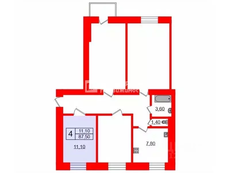 Комната Санкт-Петербург Краснопутиловская ул., 15 (11.1 м) - Фото 1