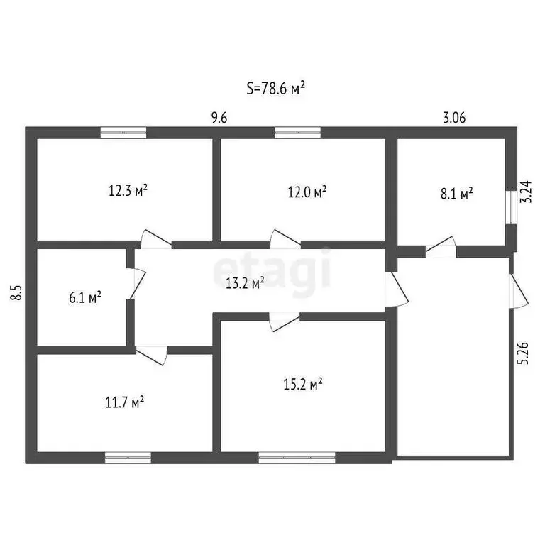 Дом в Старый Кавдык, Центральная улица (78.6 м) - Фото 0