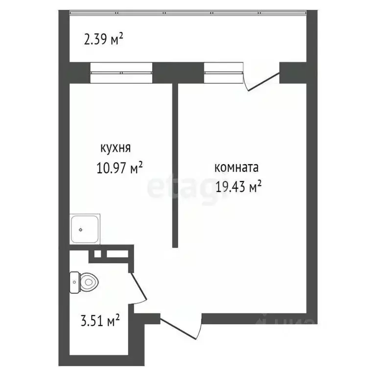 1-к кв. Красноярский край, Красноярск ул. Калинина, 177А (33.7 м) - Фото 2