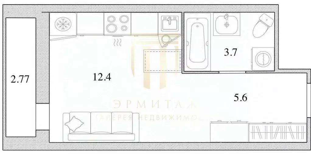 Студия Ленинградская область, Всеволожский район, пос. Бугры ул. ... - Фото 1