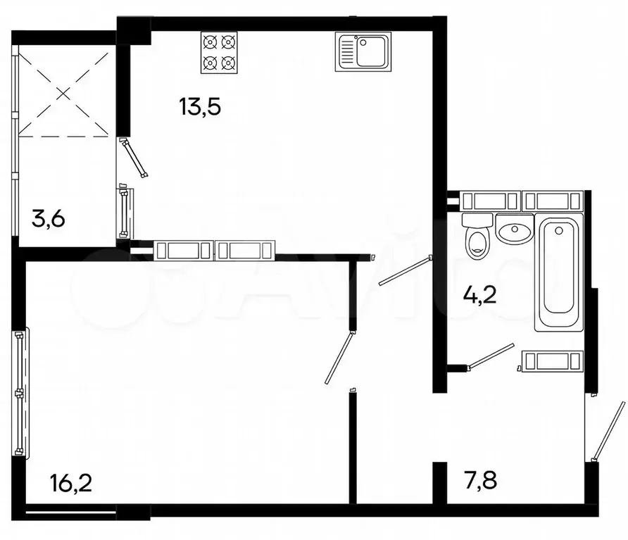 1-к. квартира, 45,3 м, 14/16 эт. - Фото 1