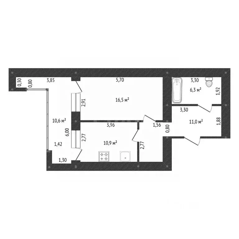 2-к кв. Башкортостан, Уфа Революционная ул., 163 (55.3 м) - Фото 2