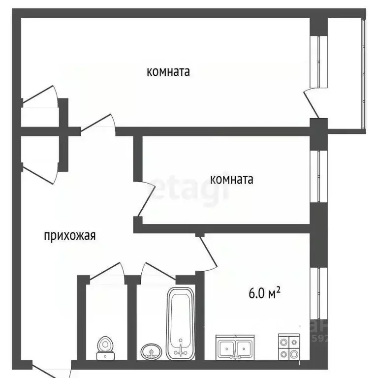 2-к кв. Ярославская область, Рыбинск Целинная ул., 6А (42.5 м) - Фото 2