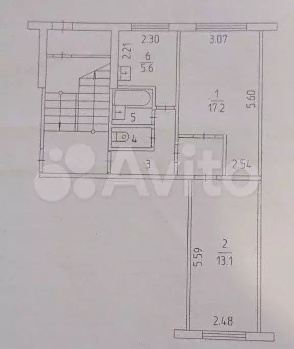 2-к. квартира, 44 м, 1/5 эт. - Фото 0