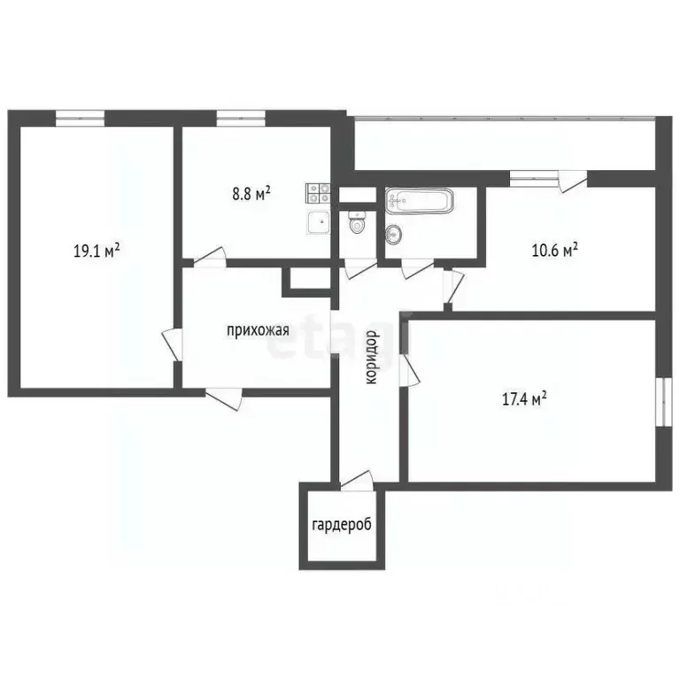3-к кв. Воронежская область, Воронеж ул. Хользунова, 96 (77.0 м) - Фото 2