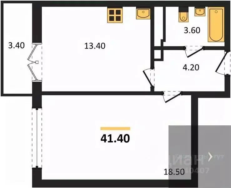 1-к кв. Воронежская область, Новоусманский район, пос. Отрадное ул. ... - Фото 1