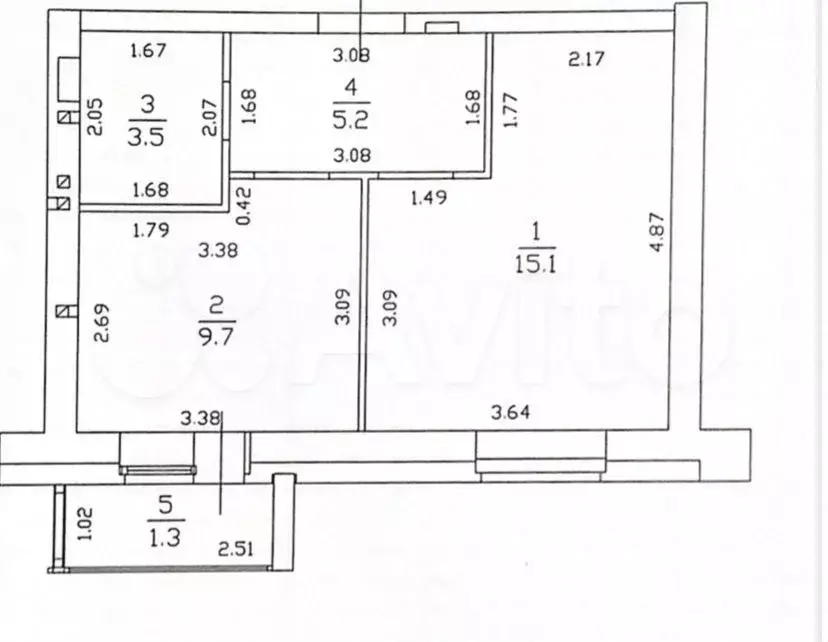 1-к. квартира, 35 м, 1/3 эт. - Фото 0