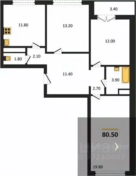 3-к кв. Воронежская область, Новоусманский район, пос. Отрадное ул. ... - Фото 1