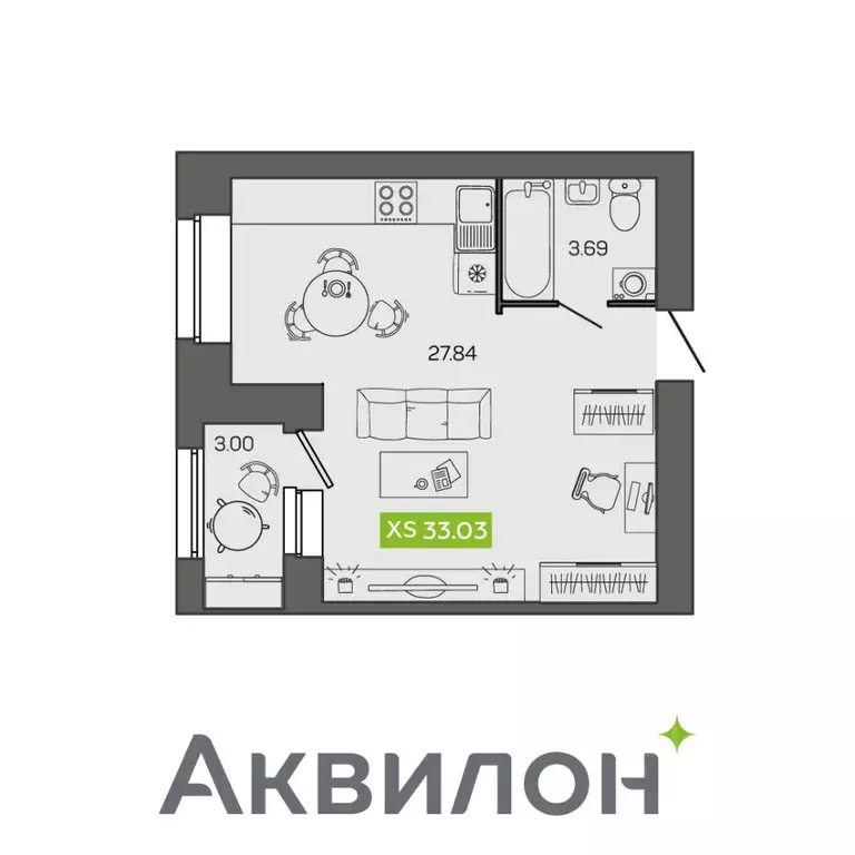Студия Архангельская область, Северодвинск ул. Ломоносова, 79к3 (33.03 ... - Фото 1