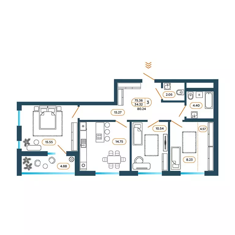 3-комнатная квартира: Батайск, Родная улица, 1 (81.3 м) - Фото 1