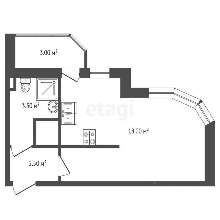 Студия Санкт-Петербург Кондратьевский просп., 68к4 (23.9 м) - Фото 1