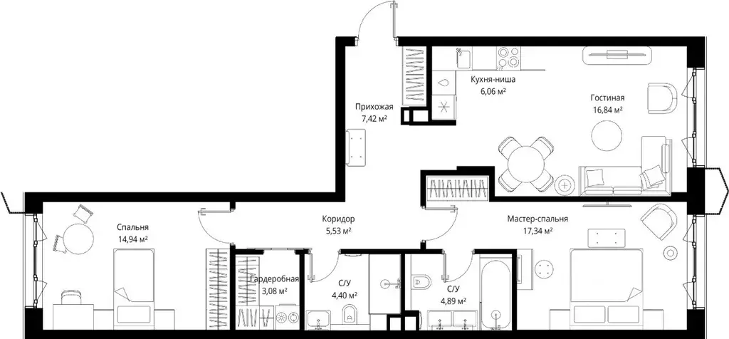 2-к кв. Московская область, Одинцовский городской округ, д. Ликино, ЖК ... - Фото 2