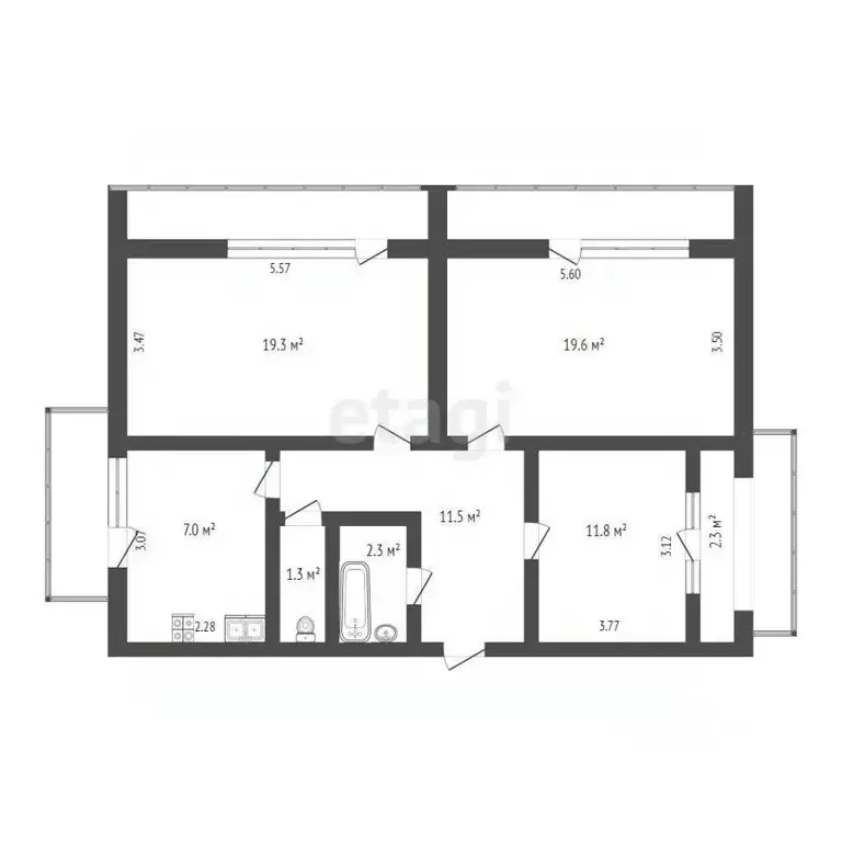 3-к кв. Севастополь ул. Лоцманская, 1 (82.3 м) - Фото 1