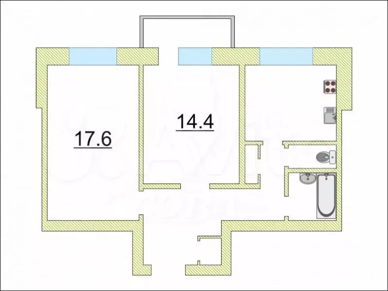 2-к. квартира, 60 м, 3/5 эт. - Фото 0