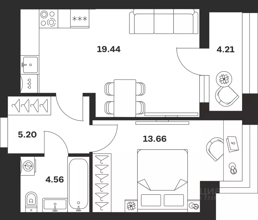 1-к кв. Тульская область, Тула городской округ, с. Осиновая Гора ул. ... - Фото 1