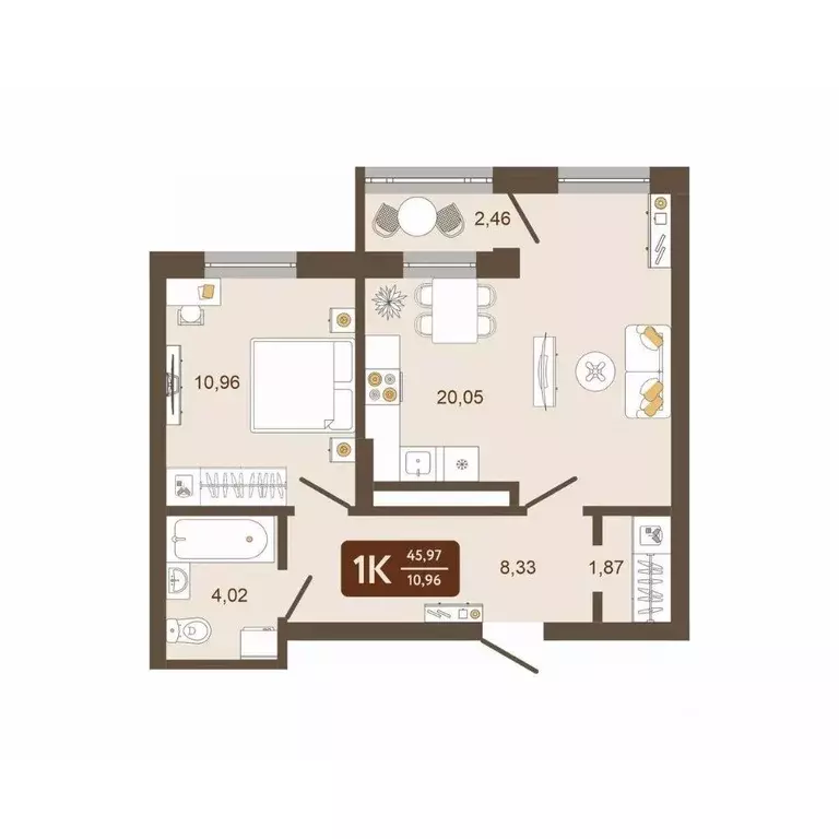 1-к кв. Кемеровская область, Новокузнецк Макеевская ул. (45.97 м) - Фото 2