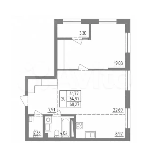 2-к. квартира, 70 м, 10/11 эт. - Фото 1