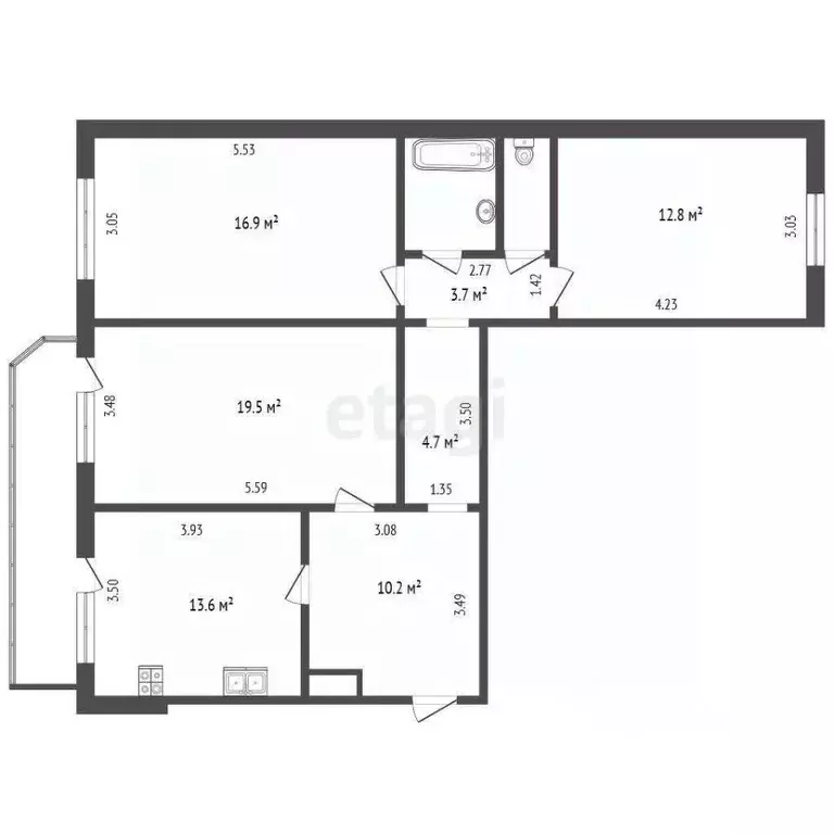3-к кв. Тюменская область, Тюмень ул. Московский Тракт, 167 (87.0 м) - Фото 2