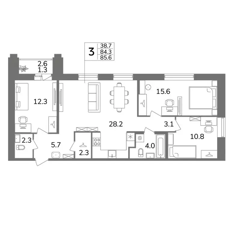 3-комнатная квартира: Санкт-Петербург, Фрунзенский район, ... - Фото 1