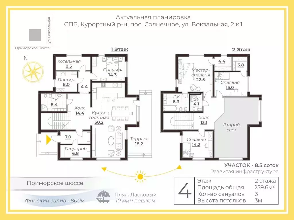 Дом в Санкт-Петербург пос. Солнечное, ул. Вокзальная, 2к1 (260 м) - Фото 2