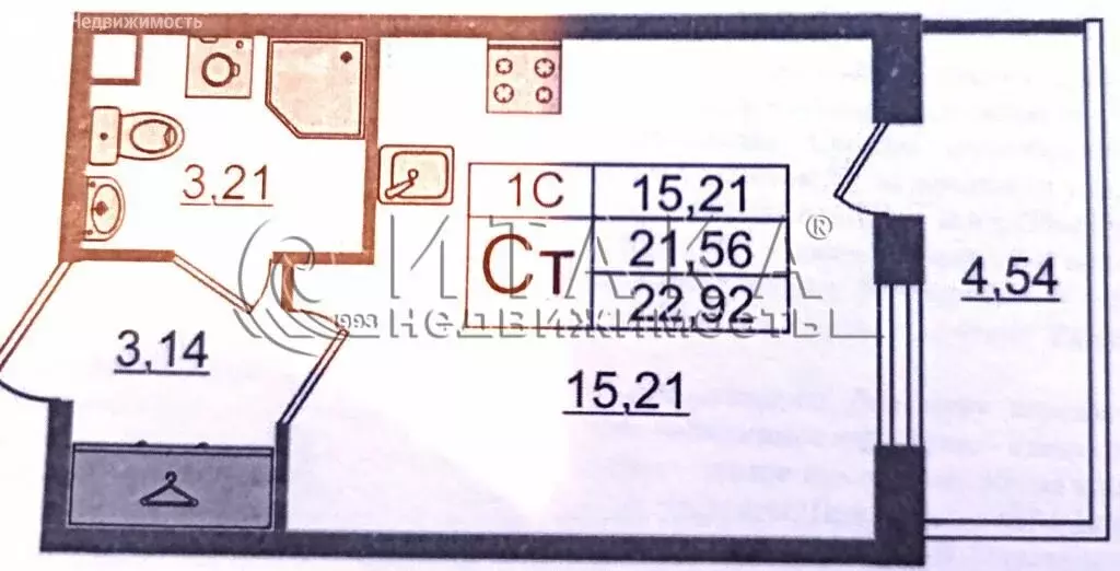 Квартира-студия: Санкт-Петербург, Пулковское шоссе, 99к6 (22.92 м) - Фото 1