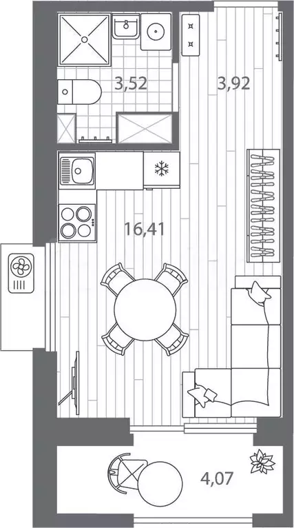 Квартира-студия, 25,9 м, 3/13 эт. - Фото 1