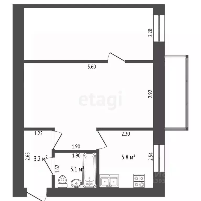 2-к кв. Тюменская область, Тюмень Жигулевская ул., 3 (43.6 м) - Фото 2