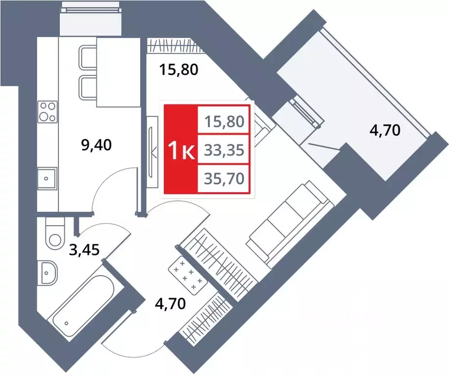 1-к кв. Башкортостан, Октябрьский 33-й мкр,  (35.7 м) - Фото 1