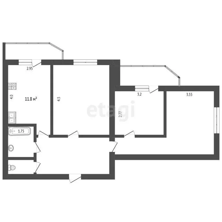 3-комнатная квартира: Вологда, Окружное шоссе, 26А (73.8 м) - Фото 1
