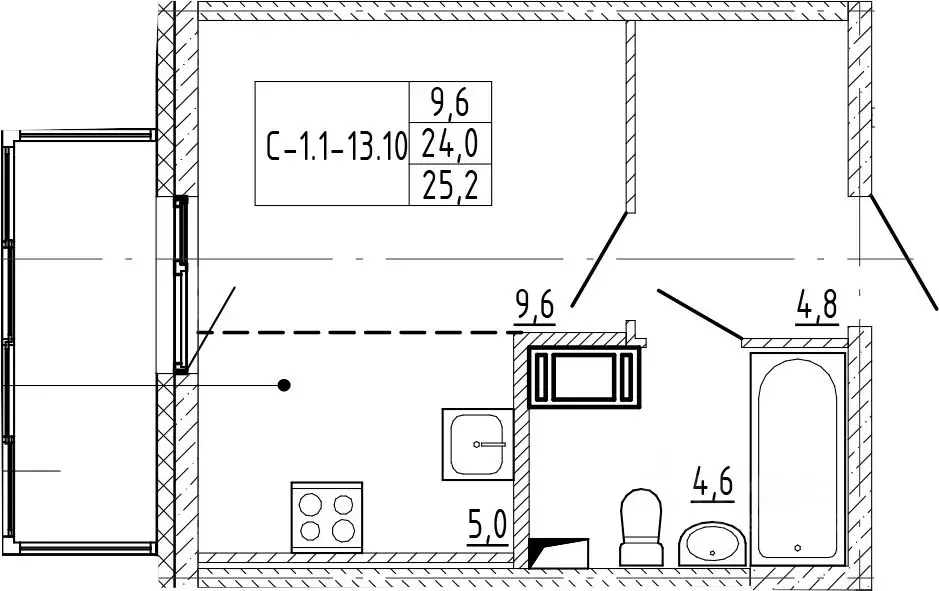 Студия Санкт-Петербург пос. Шушары, ул. Чудовская, 14к1 (26.0 м) - Фото 2