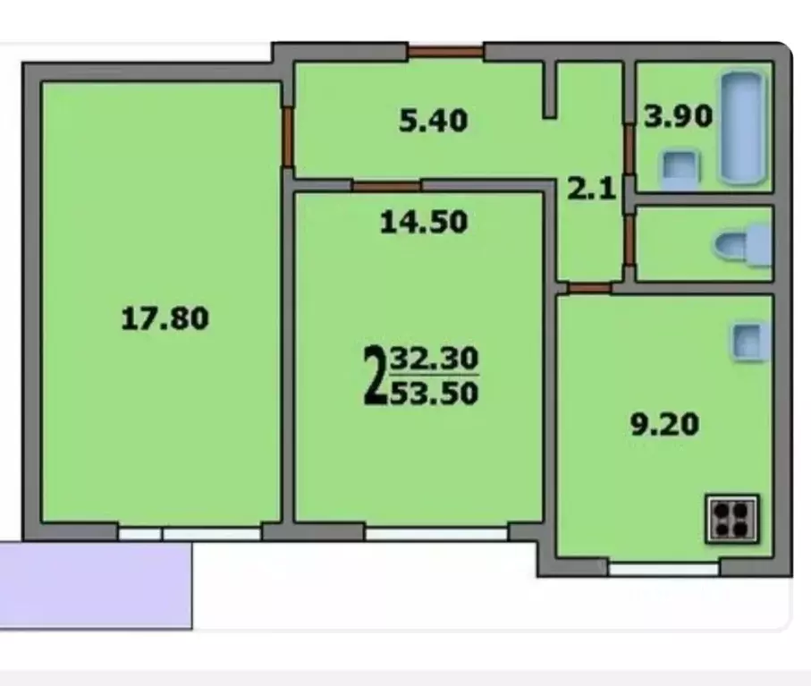 2-к кв. Москва Азовская ул., 7К2 (54.0 м) - Фото 2