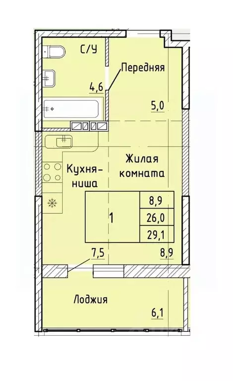 1-к кв. Приморский край, Артем  (26.4 м) - Фото 1