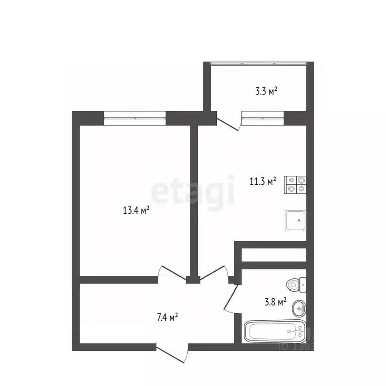 1-к кв. Тюменская область, Тюмень ул. Тальниковая, 3 (35.8 м) - Фото 2