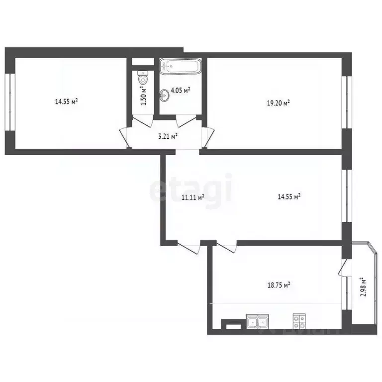 3-к кв. Тюменская область, Тюмень ул. Александра Митинского, 3 (86.0 ... - Фото 1