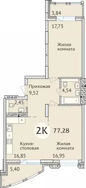 2-к кв. Новосибирская область, Новосибирск ул. Дуси Ковальчук, 248/1 ... - Фото 0