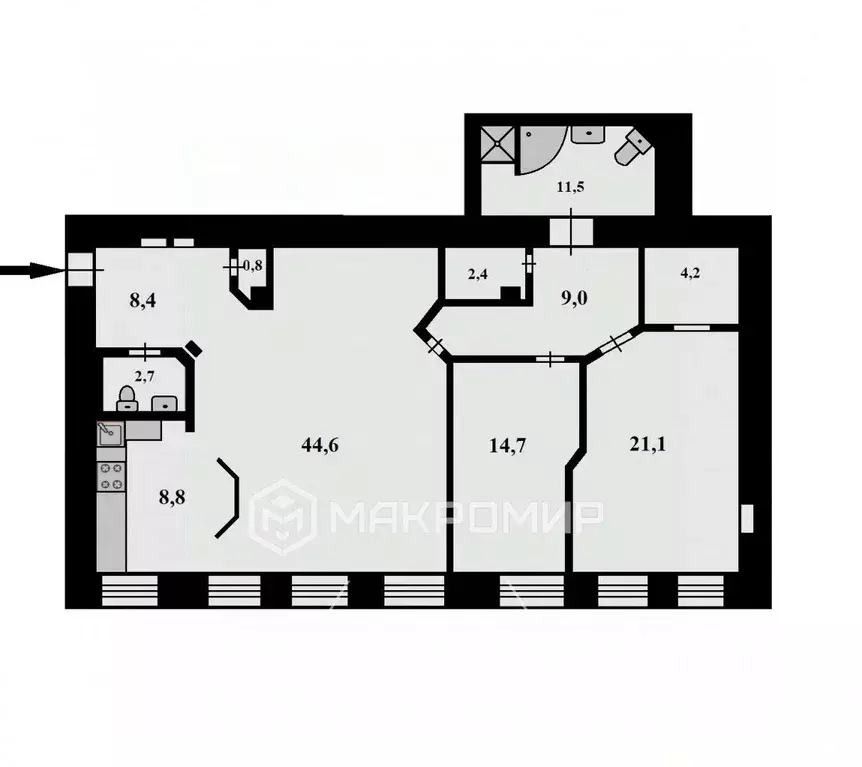 3-к кв. Санкт-Петербург ул. Рубинштейна, 11 (128.2 м) - Фото 2