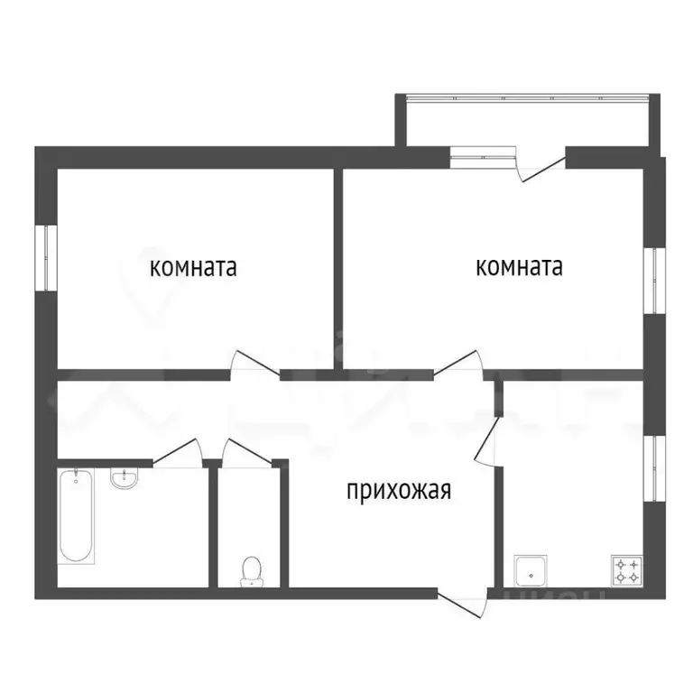 2-к кв. Тюменская область, Тюмень Депутатская ул., 129 (52.3 м) - Фото 1